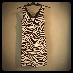zebra stripe dress sleeveless black white small